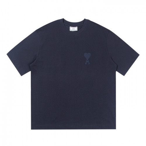 Ami Mm/Wm Casual Cotton Short Sleeved Tshirt Navy - 아미 2021 남/녀 로고 코튼 캐쥬얼 반팔티 Ami0142x Size(s - xl) 네이비