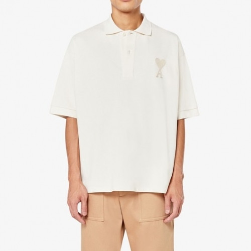 Ami Mm/Wm Casual Cotton Short Sleeved Tshirt Ivory - 아미 2021 남/녀 로고 코튼 캐쥬얼 반팔티 Ami0145x Size(s - xl) 아이보리