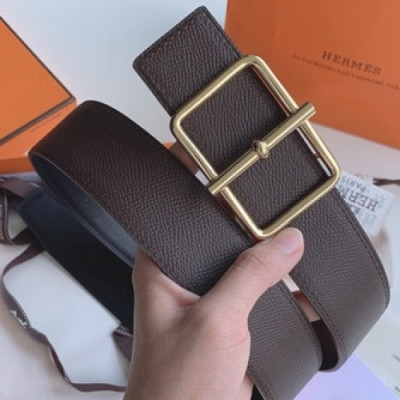 Hermes 2021 Men's Leather Belt,3.8cm,HERBT0143 - 에르메스 2021 남성용 레더 벨트,3.8cm,브라운