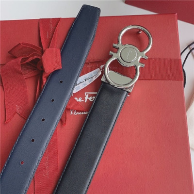 Salvatore Ferragamo 2021 Men's Leather Belt,3.5cm,FERBT0090 - 페라가모 2021 남성용 레더 벨트,3.5cm,블랙