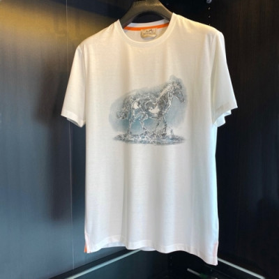 Hermes  Mens Crew-neck Short Sleeved Tshirts White - 에르메스 2021 남성 크루넥 반팔티 Her0667x Size(m - 3xl) 화이트