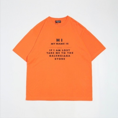 Balenciaga  Mm/Wm Logo Cotton Short Sleeved Tshirts Orange - 발렌시아가 2021 남/녀 로고 코튼 반팔티 Bal01096x Size(xs - l) 오렌지