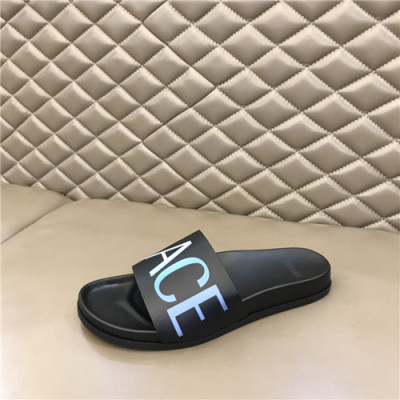 Versace 2021 Men's Leather Slipper,VERS0576 - 베르사체 2021 남성용 레더 슬리퍼,Size(240-270),블랙