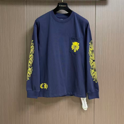 크롬하츠 남성 네이비 맨투맨 - Chrome Hearts Mens Navy Tshirts - chr0392x