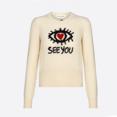 Dior Womens Retro Logo Crew-neck Sweaters Ivory - 디올 2021 여성 레트로 로고 크루넥 스웨터 Dio01306x Size(s - l) 아이보리