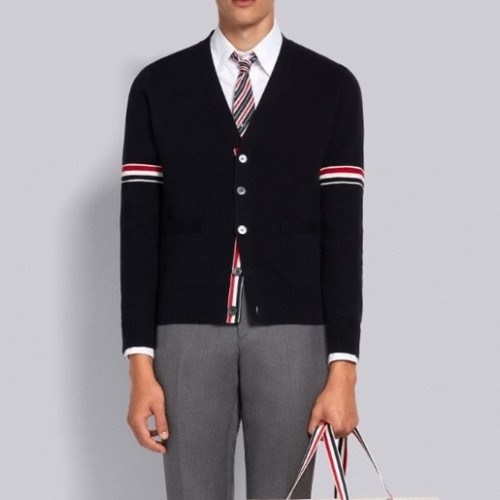 Thom Browne  Mm/Wm Strap V-neck Cardigan Navy - 톰브라운 2021 남/녀 스트랩 브이넥 가디건 Thom01307x Size(1 - 4) 네이비