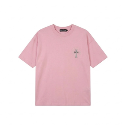 크롬하츠 크루넥 핑크 반팔티 - Chrome Hearts  Mens Pink Tshirts - chr0401x