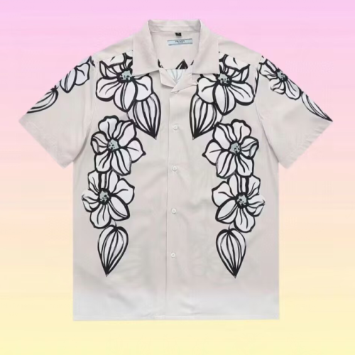 프라다 남성 모던 아이보리 반팔 셔츠 - Prada Mens Ivory Short sleeved Shirts - pr02397x