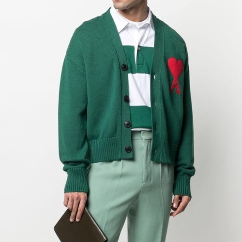 Ami Mens Logo Casual Cardigen Green - 아미 2021 남성 로고 캐쥬얼 가디건 Ami0192x Size(s - xl) 그린