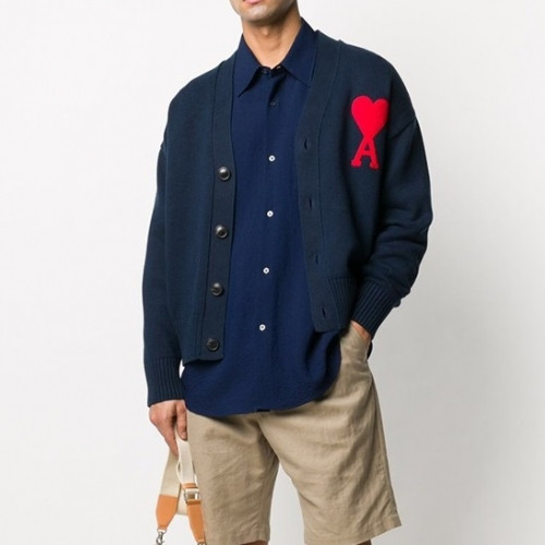 Ami Mens Logo Casual Cardigen Navy - 아미 2021 남성 로고 캐쥬얼 가디건 Ami0194x Size(s - xl) 네이비