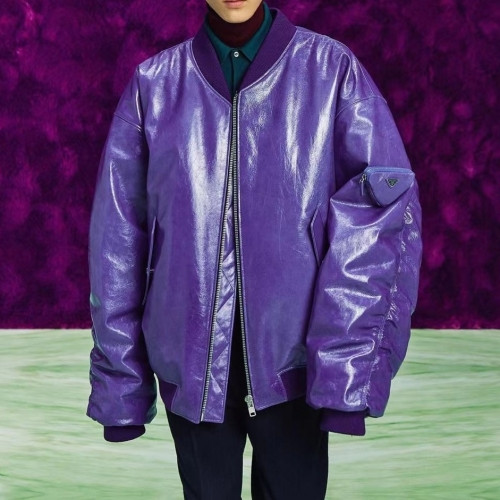 Prada Mens Logo Casual Leather Jacket Purple - 프라다 2021 남성 로고 캐쥬얼 가죽 자켓 Pra02427x Size(m - 2xl) 퍼플