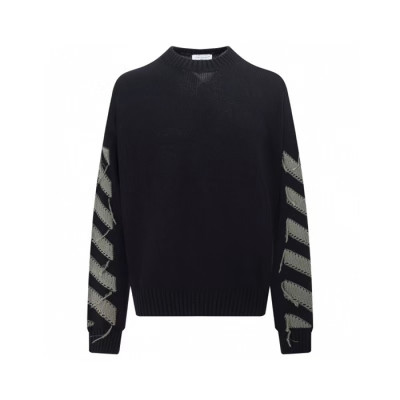 Off-white  Mm/Wm Brush Mohair Knit Sweater Black - 오프화이트 남자 브러쉬 모헤어 니트 스웨터 Off0805x Size(s - l) 블랙