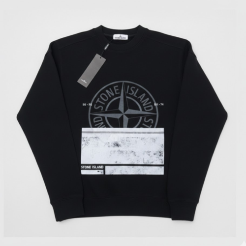 Stone Island / Mens Light Reflection Logo Cotton Man-to-man Black - 스톤아일랜드 남성 로고 코튼 맨투맨 Sto0365x Size(s - 2xl) 블랙
