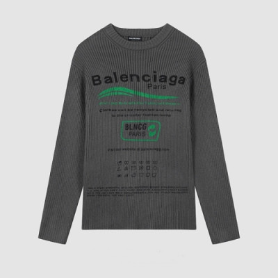 Balenciaga  Mm/Wm Logo Crew-neck Sweaters Gray - 발렌시아가 2021 남자 로고 크루넥 스웨터 Bal01213x Size(s - 2xl) 그레이