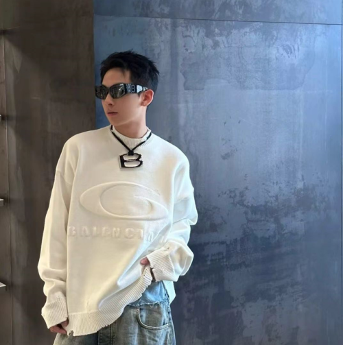 Balenciaga  Mm/Wm Logo Crew-neck Sweaters White - 발렌시아가 남자 로고 크루넥 스웨터 Bal01214x