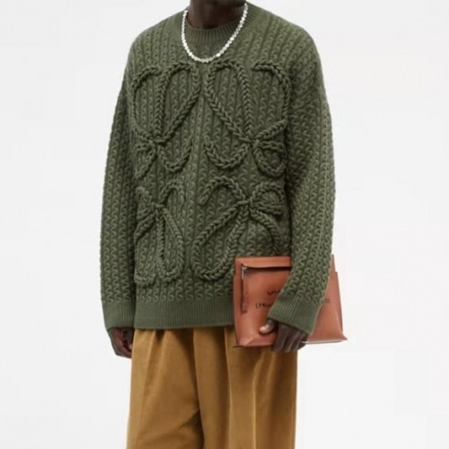 Loewe Mens Logo Crew-neck Wool Sweaters Green - 로에베 2021 남성 로고 크루넥 울 스웨터 Loe0507x Size(s - xl) 그린