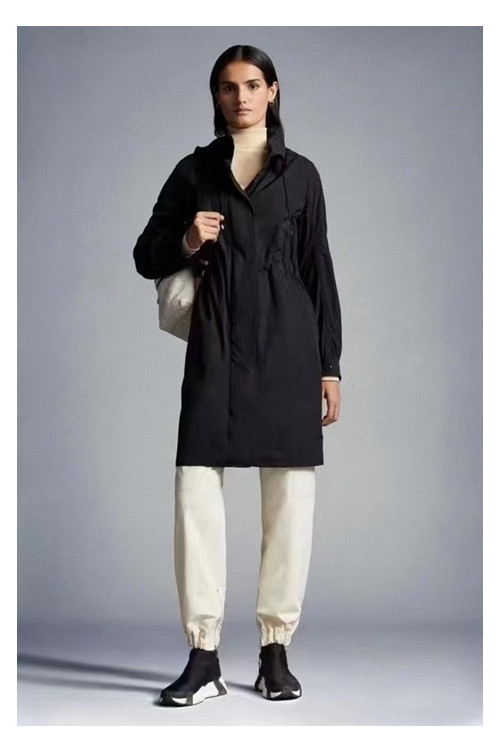 Moncler  Womens Black Coats - 몽클레어 여성 로고 캐쥬얼 블랙 코트 - Moc02343x