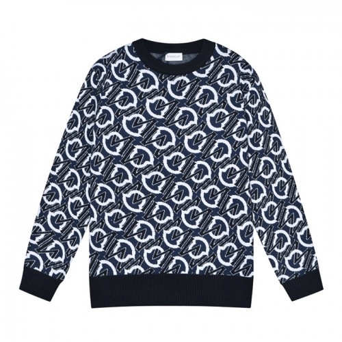 Moncler  Mens Retro Logo Crew-neck Sweaters Blue - 몽클레어 2021 남성 레트로 로고 크루넥 스웨터 Moc02346x Size(s - xl) 블루