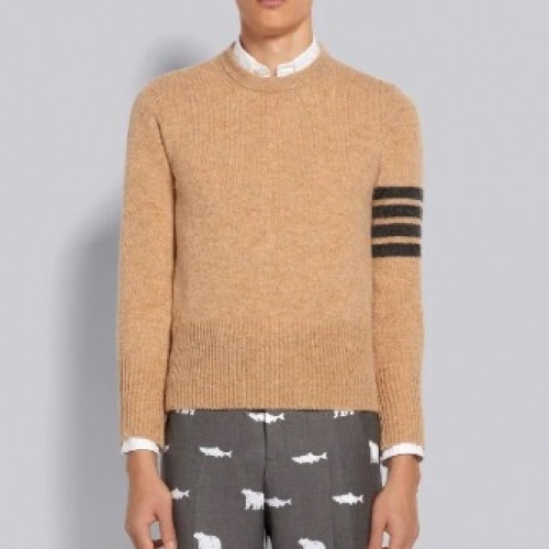 Thom Browne  Mm/Wm Strap Crew-neck Wool Sweaters Beige - 톰브라운 2021 남/녀 스트랩 크루넥 울 스웨터 Thom01491x Size(1- 4) 베이지