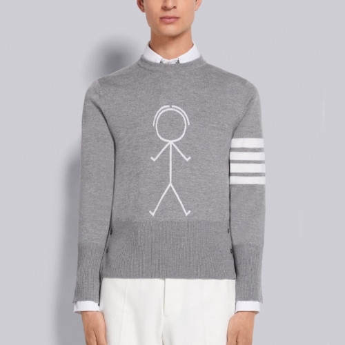 Thom Browne  Mm/Wm Strap Crew-neck Wool Sweaters Gray - 톰브라운 2021 남/녀 스트랩 크루넥 울 스웨터 Thom01505x Size(1 - 4) 그레이
