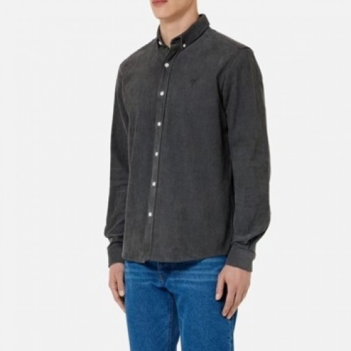 Ami Mens Logo Casual Shirts Gray - 아미 2021 남성 로고 캐쥬얼 셔츠 Ami0244x