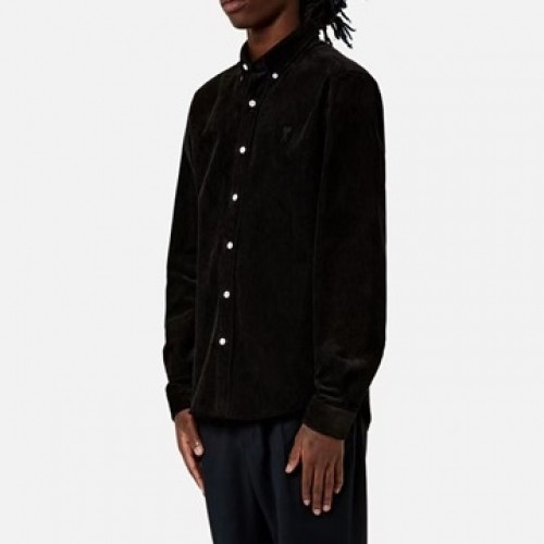 Ami Mens Logo Casual Shirts Black - 아미 2021 남성 로고 캐쥬얼 셔츠 Ami0246x