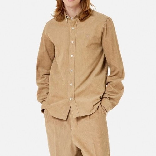 Ami Mens Logo Casual Shirts Camel - 아미 2021 남성 로고 캐쥬얼 셔츠 Ami0245x