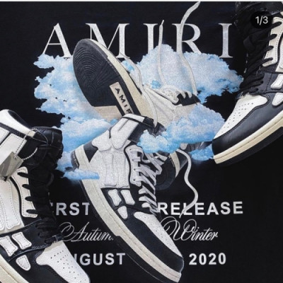 아미리 남/녀 캐쥬얼 레더 하이탑 스니커즈 - Amiri Mm/Wm Casual Leather Hign-top Sneakers Ami0315x Black