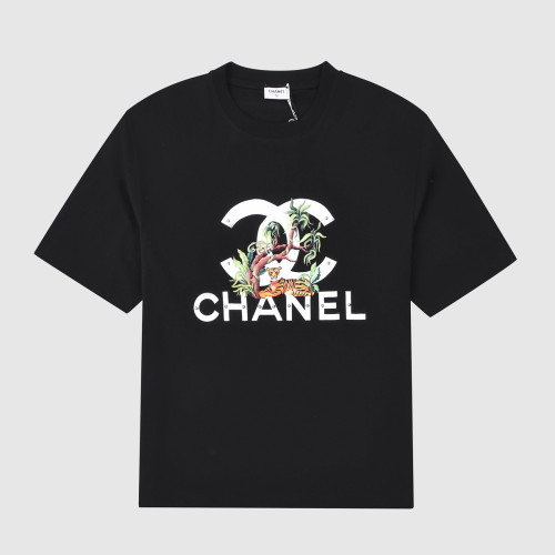 샤넬 여자 크루넥 블랙 반팔티 - Unisex Black Tshirts - chl0833x