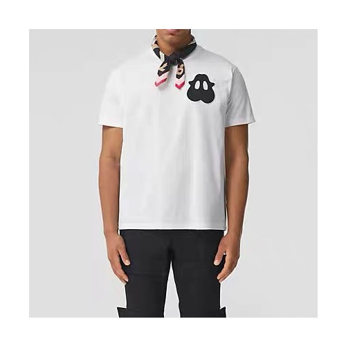 버버리 남자 크루넥 화이트 반팔티 - Unisex White Tshirts - bur04298x