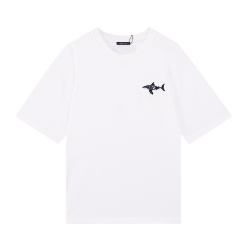 루이비통 남자 크루넥 화이트 반팔티 - Unisex White Tshirts - lou03931x
