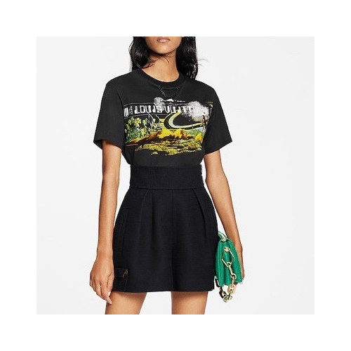 루이비통 여성 크루넥 블랙 반팔티 - Ladys Black Tshirts - lou03933x