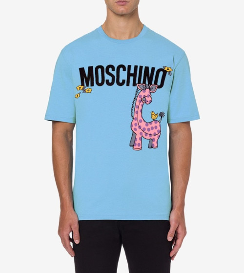 모스키노 남/녀 크루넥 블루 반팔티 - Unisex Blue Tshirts - mos0214x