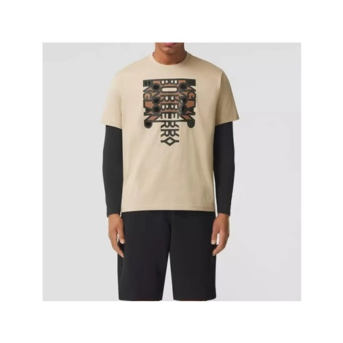 버버리 남성 크루넥 아이보리 반팔티 - Mens Ivory Tshirts - Bur04212x