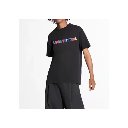 루이비통 남/여 크루넥 블랙 반팔티 - Unisex Black Tshirts - lou03957x