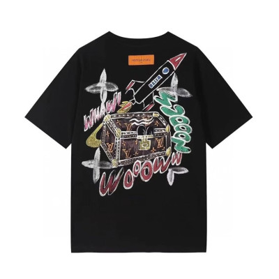 루이비통 남성 크루넥 블랙 반팔티 - Mens Black Tshirts - lou03961x