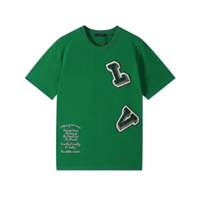 루이비통 남성 크루넥 그린 반팔티 - Mens Green Tshirts - lou03974x