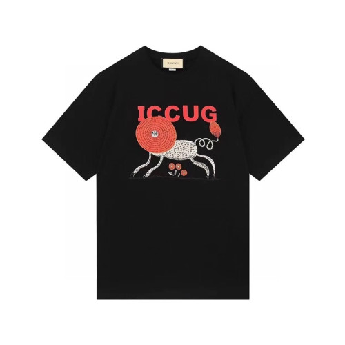 구찌 남/여 크루넥 블랙 반팔티 - Unisex Black Tshirts - guc04630x