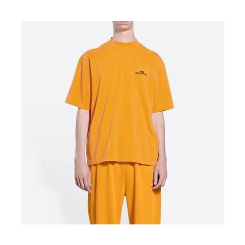 발렌시아가 남성 크루넥 오렌지 반팔티 - Mens Orange Tshirts - bal01315x