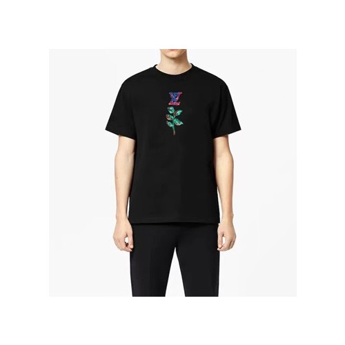 루이비통 남성 크루넥 블랙 반팔티 - Mens Black Tshirts - lou04029x