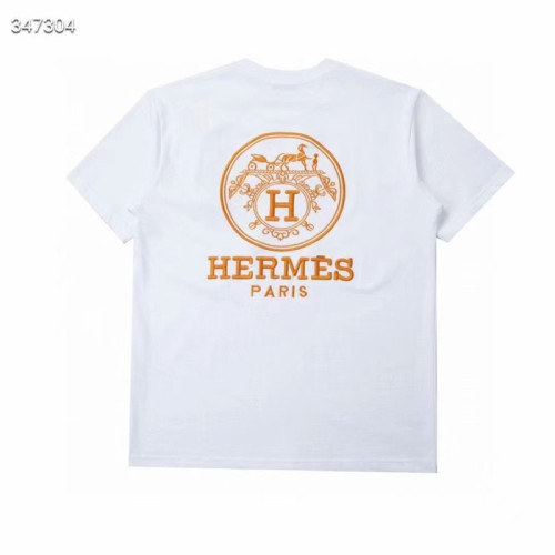 에르메스 남자 크루넥 화이트/블랙 반팔티 - Mens White Tshirts - her0738x