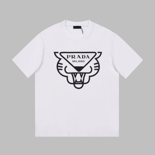 프라다 남성 크루넥 화이트 반팔티 - Mens White Tshirts - Pra02631x