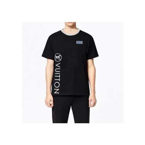 루이비통 남성 크루넥 블랙 반팔티 - Mens Black Tshirts - lou04053x