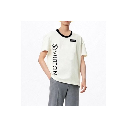 루이비통 남성 크루넥 화이트 반팔티 - Mens White Tshirts - lou04055x