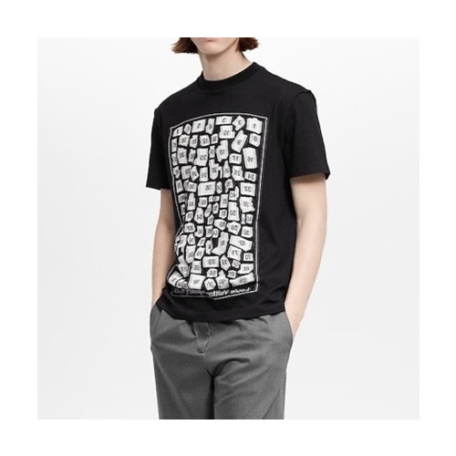 루이비통 남성 크루넥 블랙 반팔티 - Mens Black Tshirts - lou04084x