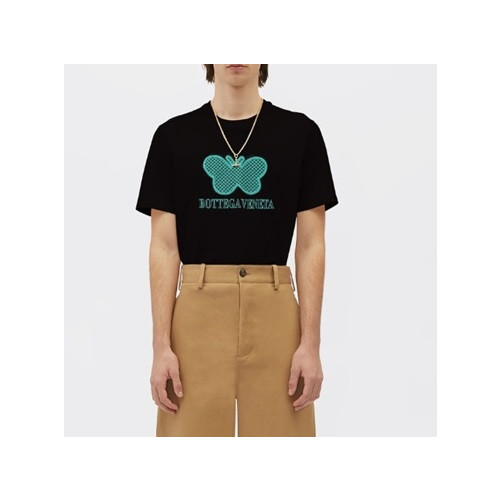 보테가 남성 크루넥 블랙 반팔티 - Mens Black Tshirts - bot0265x