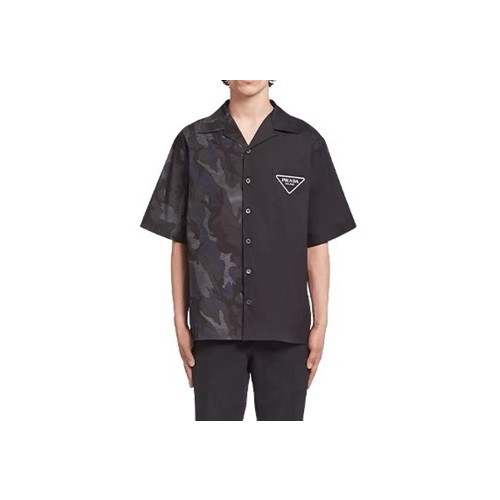 프라다 남성 크루넥 블랙 반팔티 - Mens Black Tshirts - Pra02639x