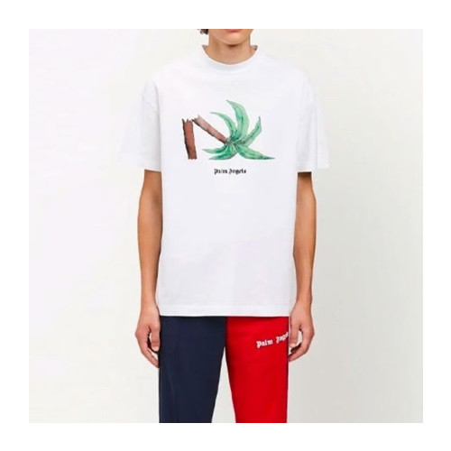 팜 엔젤스 남자 크루넥 화이트 반팔티 - Mens White Tshirts - pam0364x