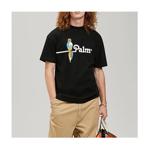 팜 엔젤스 남자 크루넥 블랙 반팔티 - Mens Black Tshirts - pam0367x