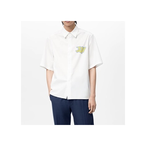 루이비통 남성 화이트 폴로 반팔티 - Mens White Tshirts - lou04128x
